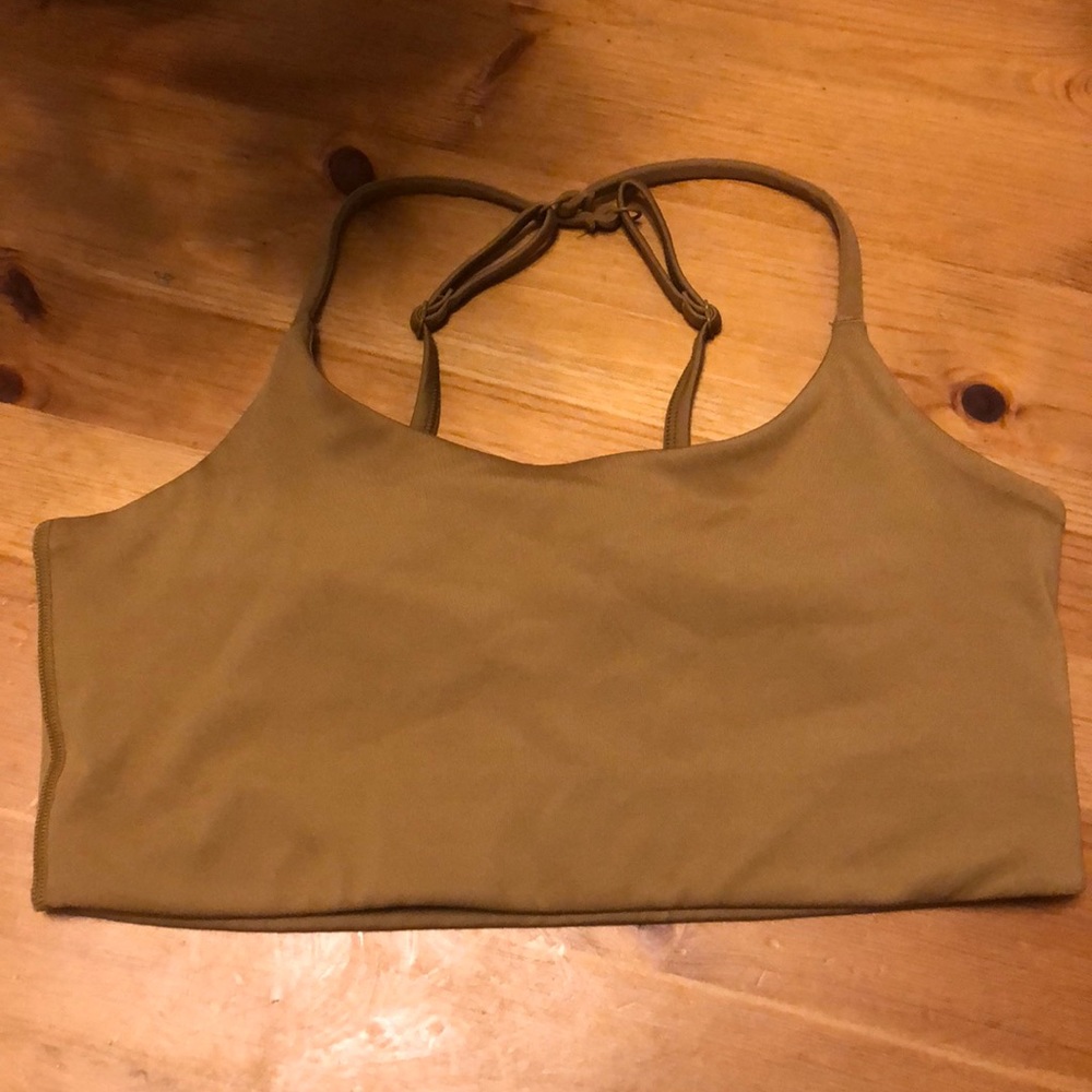 Girlfriend Collective Juliet Strappy bra on beachwood